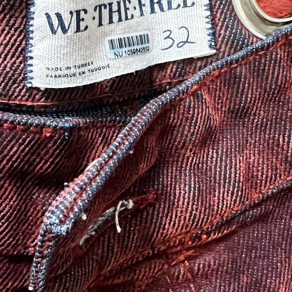 FREE PEOPLE|| Moxie Low Slung Flocked Pull-On Barrel Jeans in Chile NWOT - Picture 7 of 10